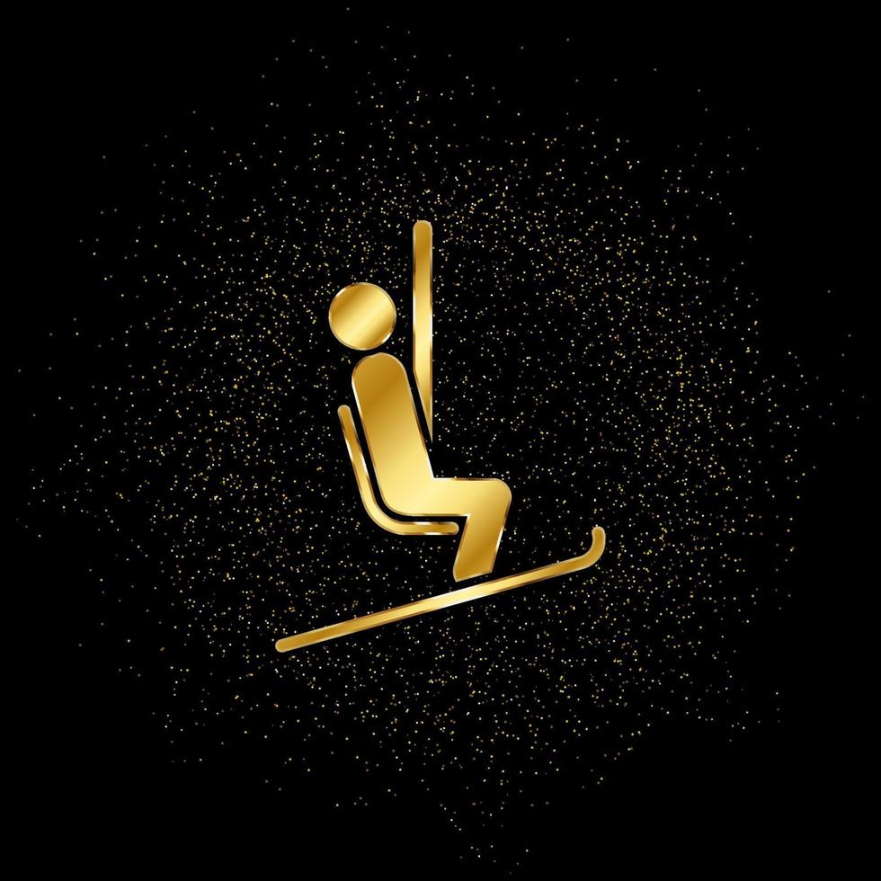 Chairlift gold, icon. Vector illustration of golden particle on gold vector background