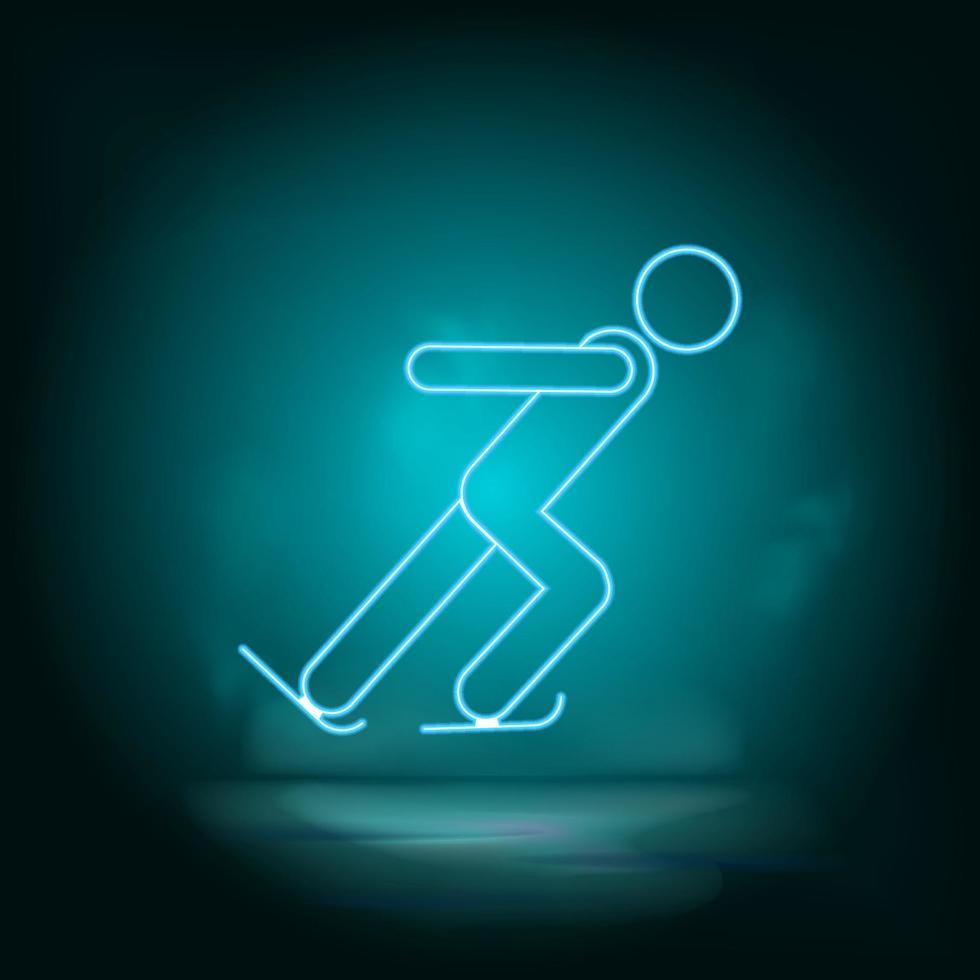 Ice skating athlete blue neon vector icon. Simple element illustration from map and navigation concept. Ice skating athlete blue neon vector icon. Real estate concept vector illustration.