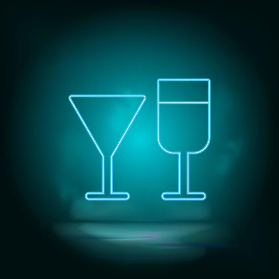 Wine glasses blue neon vector icon. Simple element illustration from map and navigation concept. Wine glasses blue neon vector icon. Real estate concept vector illustration. on white background