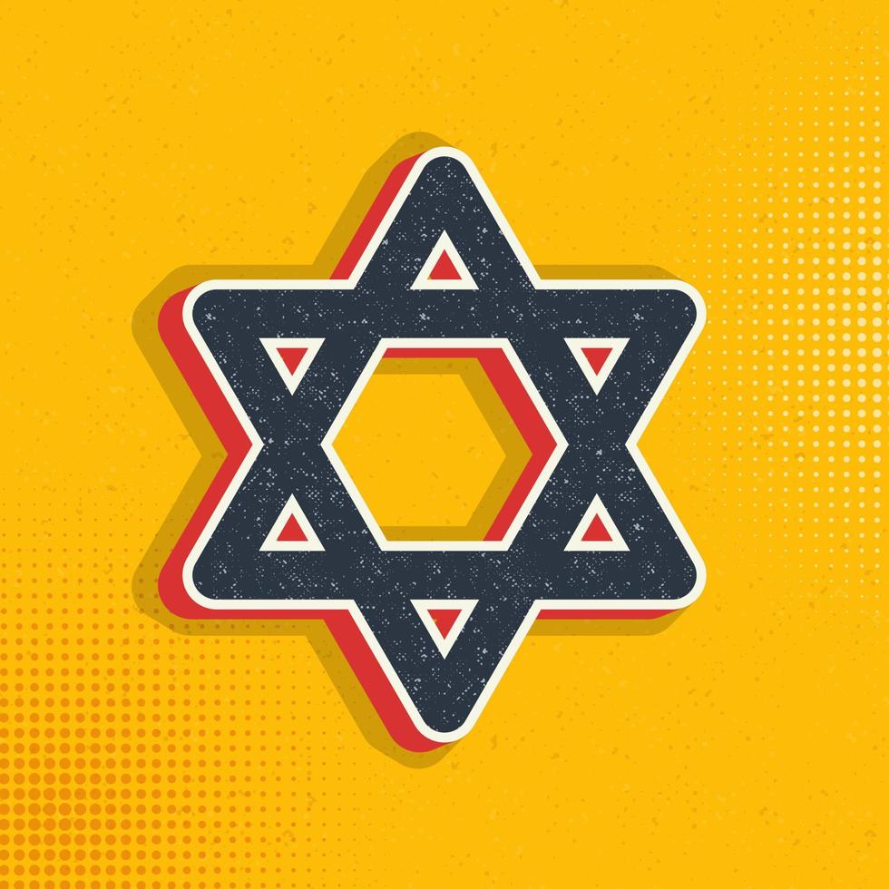 Israel estrella de david popular arte, retro icono. vector ilustración de popular Arte estilo en retro antecedentes