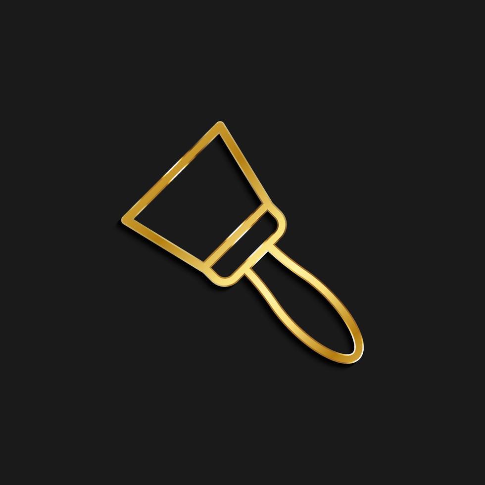 scraper, tool gold icon. Vector illustration of golden dark background .