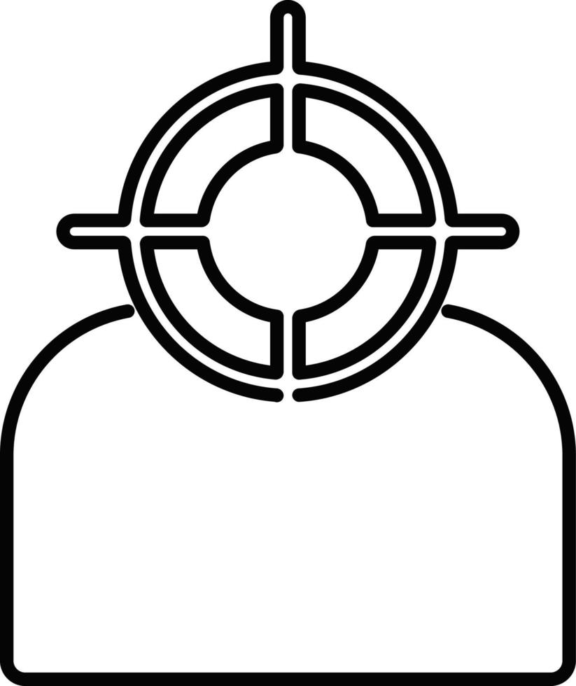 Line vector icon target, user. Outline vector icon on white background