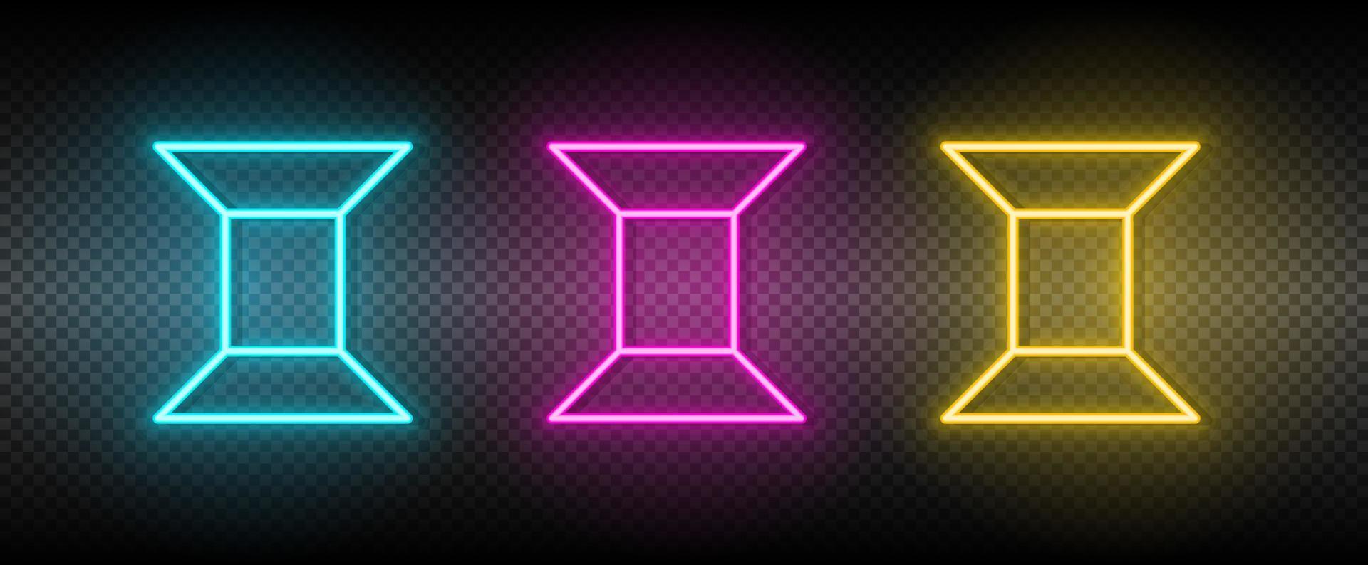 bobbin, coil, handmade vector icon yellow, pink, blue neon set. Tools vector icon on dark transparency background