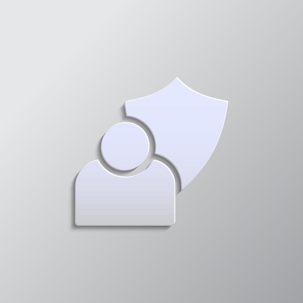 user, security paper style, icon. Grey color vector background- Paper style vector icon.