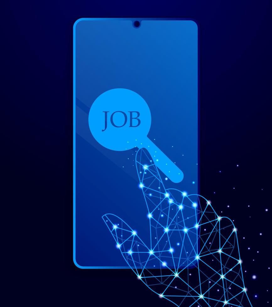 job, search touch phone. Polygon style touch phone vector illustration