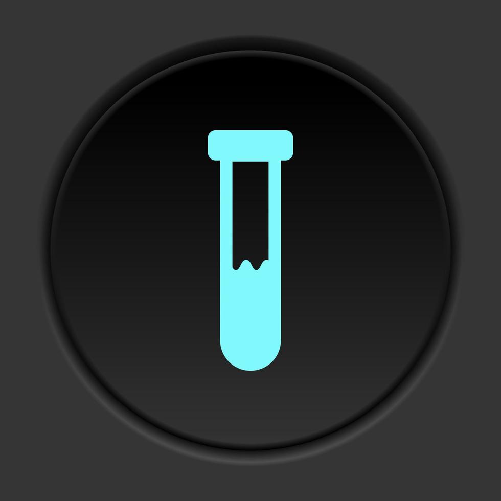 Dark button icon Test tube. Button banner round badge interface for application illustration on darken background vector