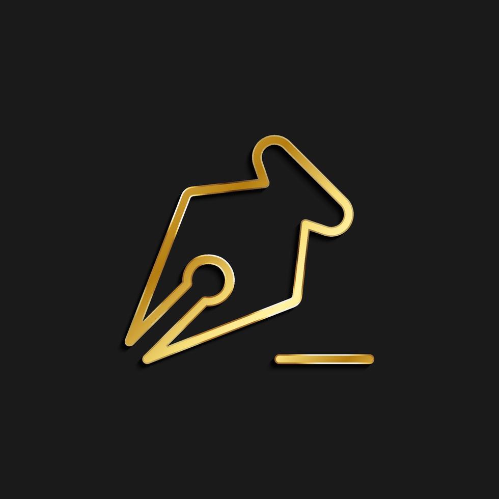 anchor, clear, pen gold icon. Vector illustration of golden dark background .