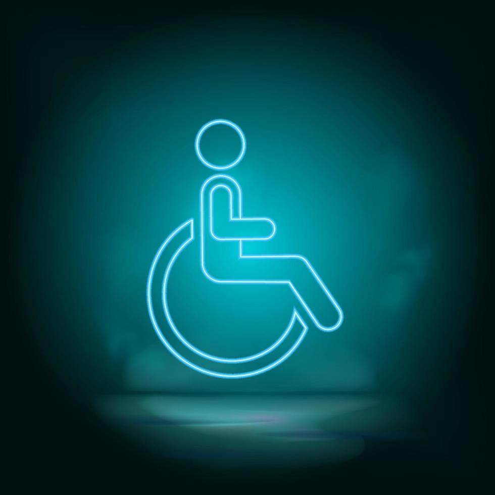 Disability blue neon vector icon. Simple element illustration from map and navigation concept. Disability blue neon vector icon. Real estate concept vector illustration. on white background