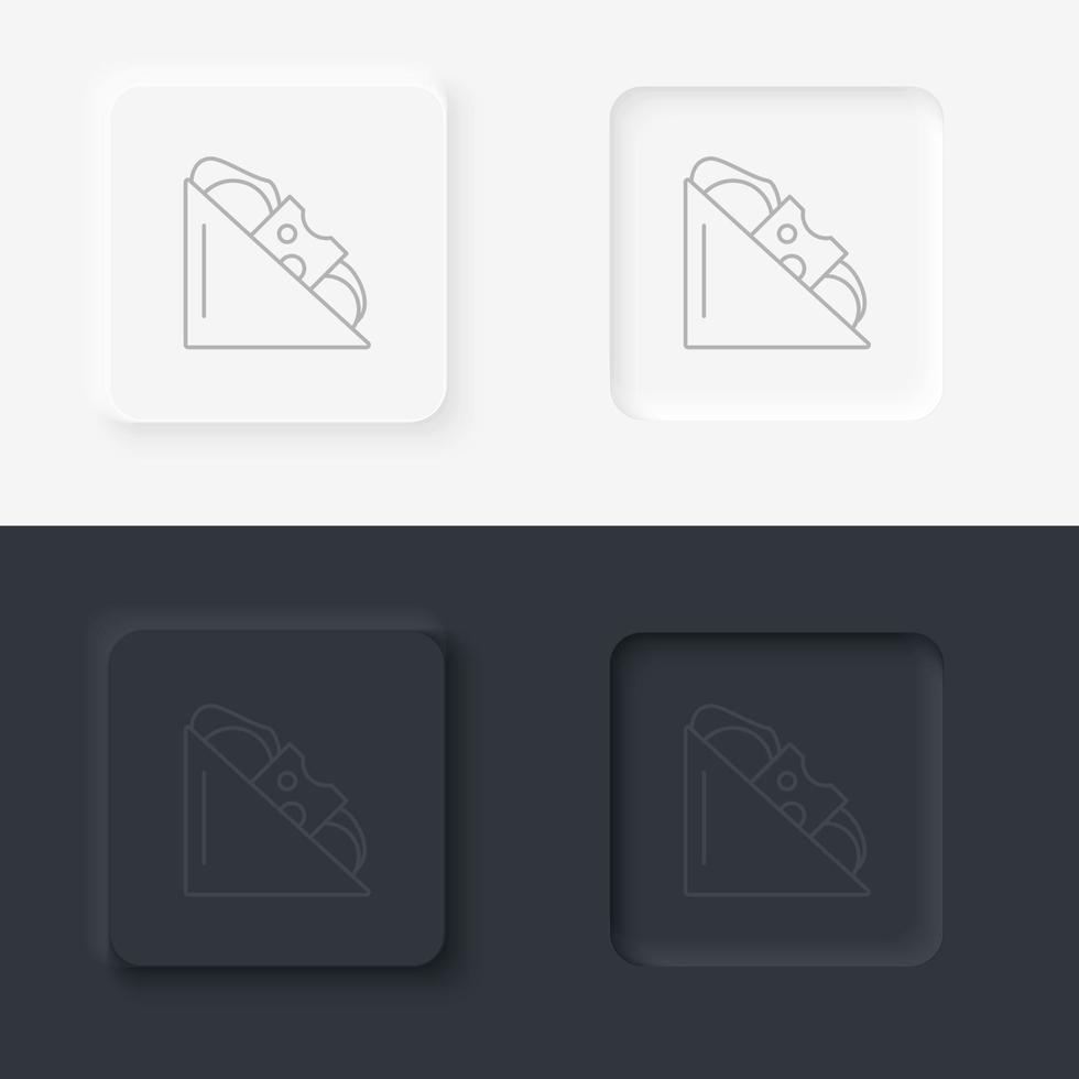 neumorfo estilo negro y blanco conjunto comida y bebida vector icono. taco vector línea icono icono conjunto