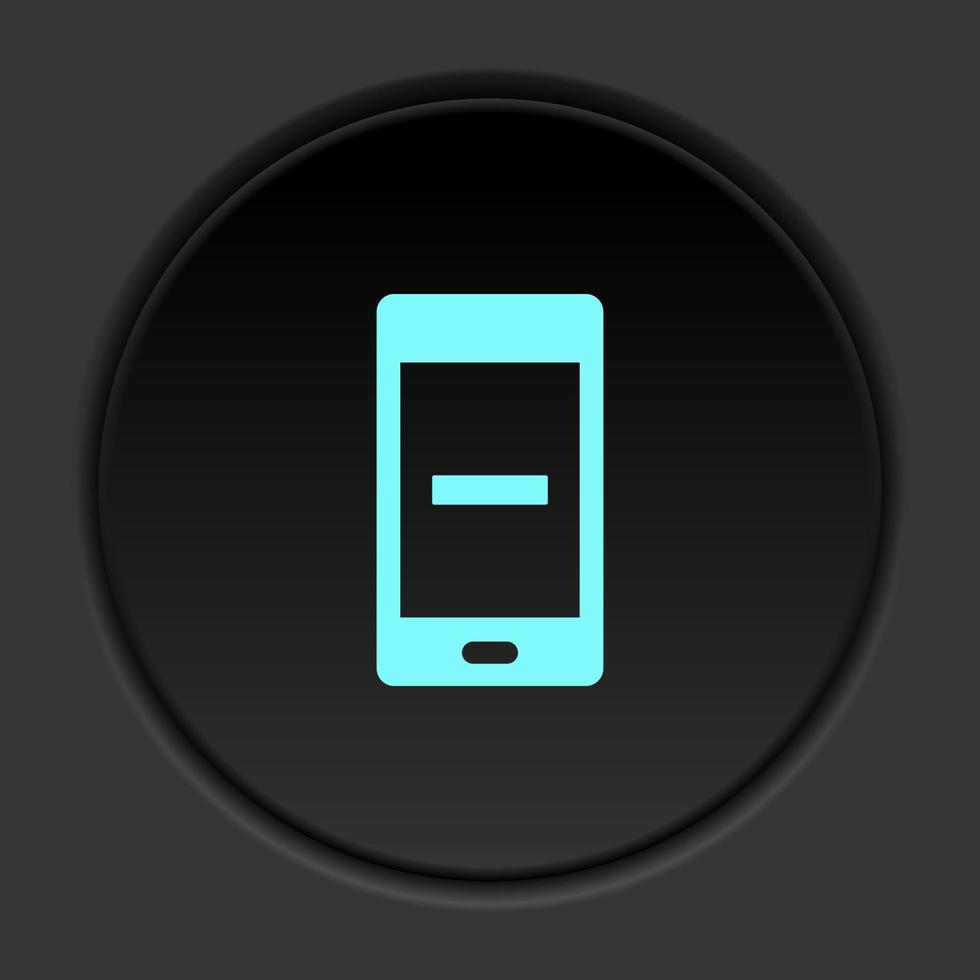 Dark button icon phone minimize minus. Button banner round badge interface for application illustration on darken background vector
