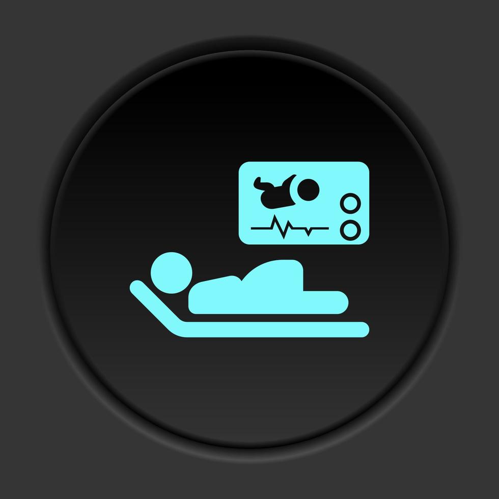 Dark button icon Pregnant test baby roentgen. Button banner round badge interface for application illustration on darken background vector