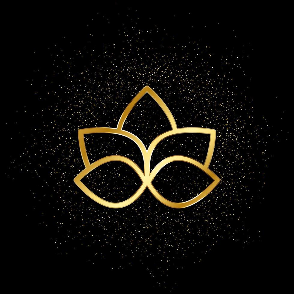 Lotus flower gold icon. Vector illustration of golden particle background.. Spiritual concept vector illustration .