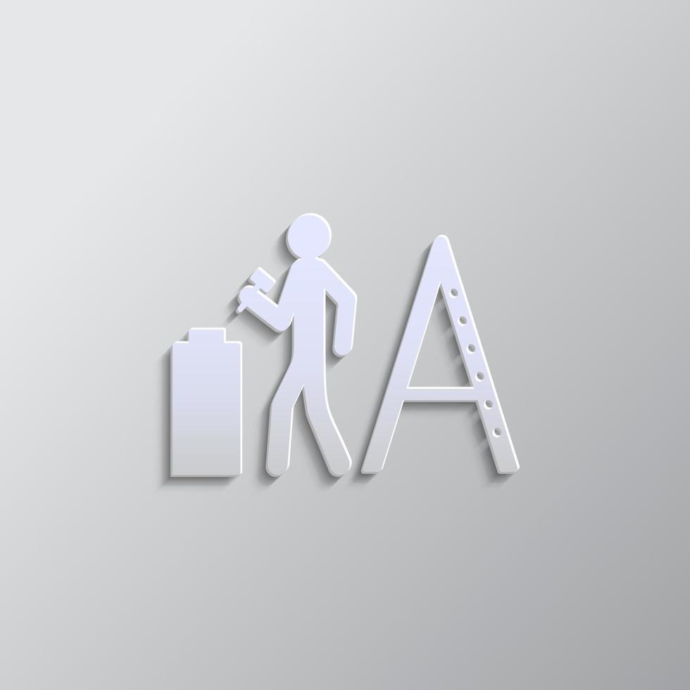 human, worker, repair paper style icon. Grey color vector background- Paper style vector icon.