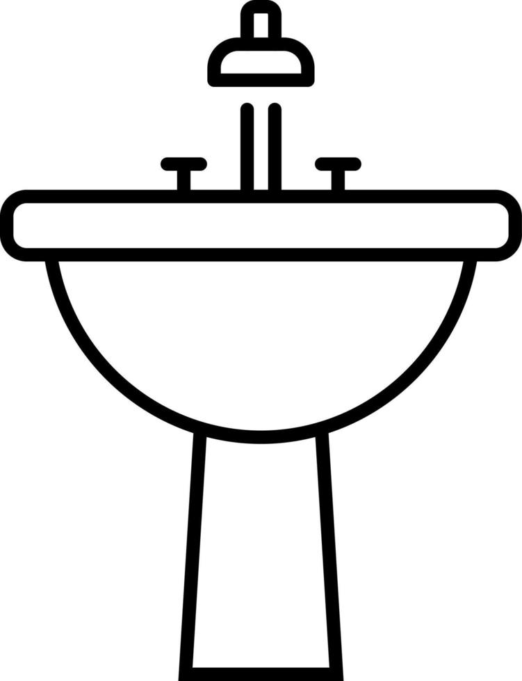 Bathroom, fauset, plumbing vector icon on transparent background. Outline Bathroom, fauset, plumbing vector icon