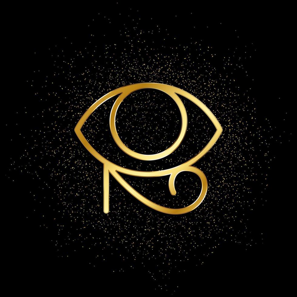 Eye of ra gold icon. Vector illustration of golden particle background.. Spiritual concept vector illustration .