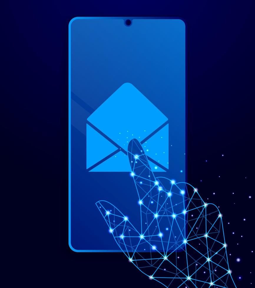 email touch phone. Polygon style touch phone vector illustration