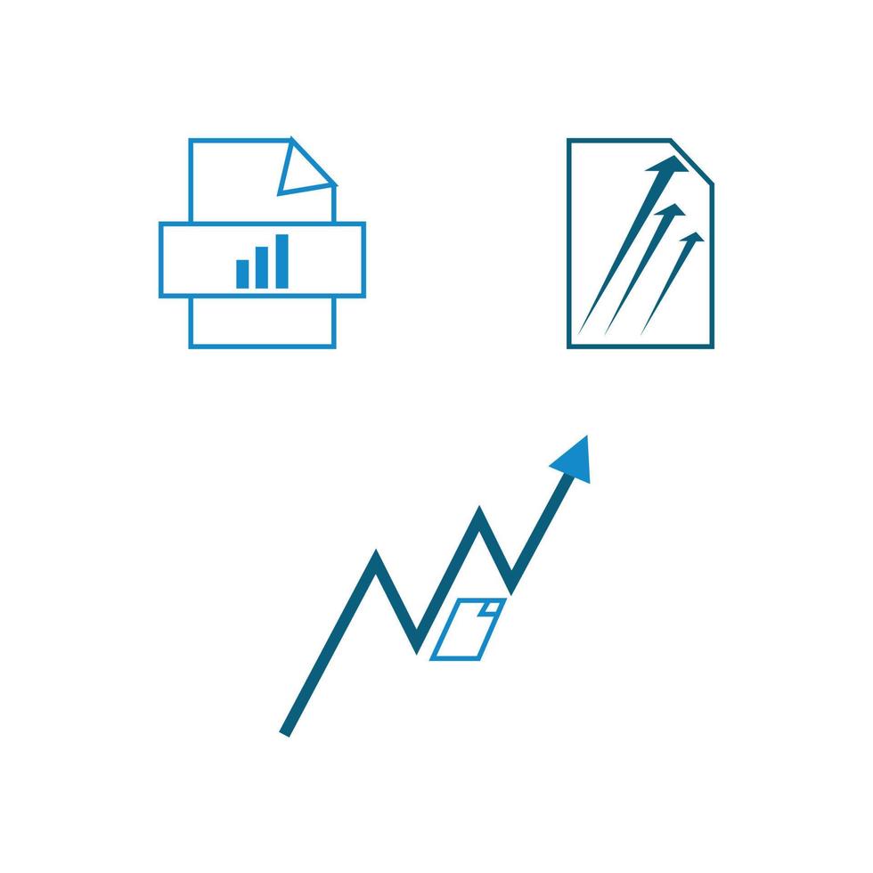 set of three finance business icons isolated on white background vector