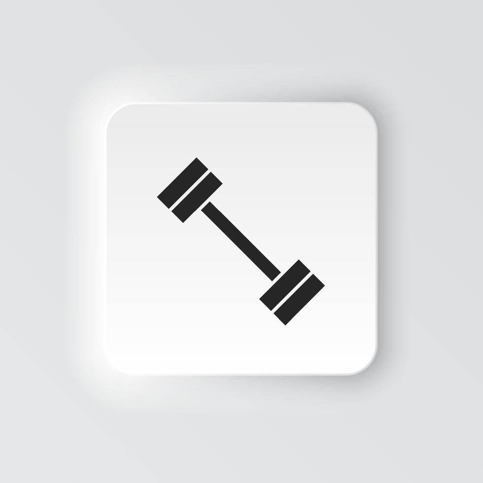 Rectangle button icon Dumbbell. Button banner Rectangle badge interface for application illustration on neomorphic style on white background vector
