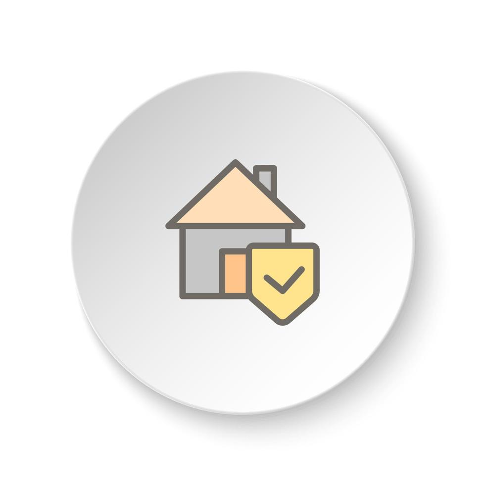 redondo botón para web icono, hogar, seguridad. botón bandera redondo, Insignia interfaz para solicitud ilustración en blanco antecedentes vector