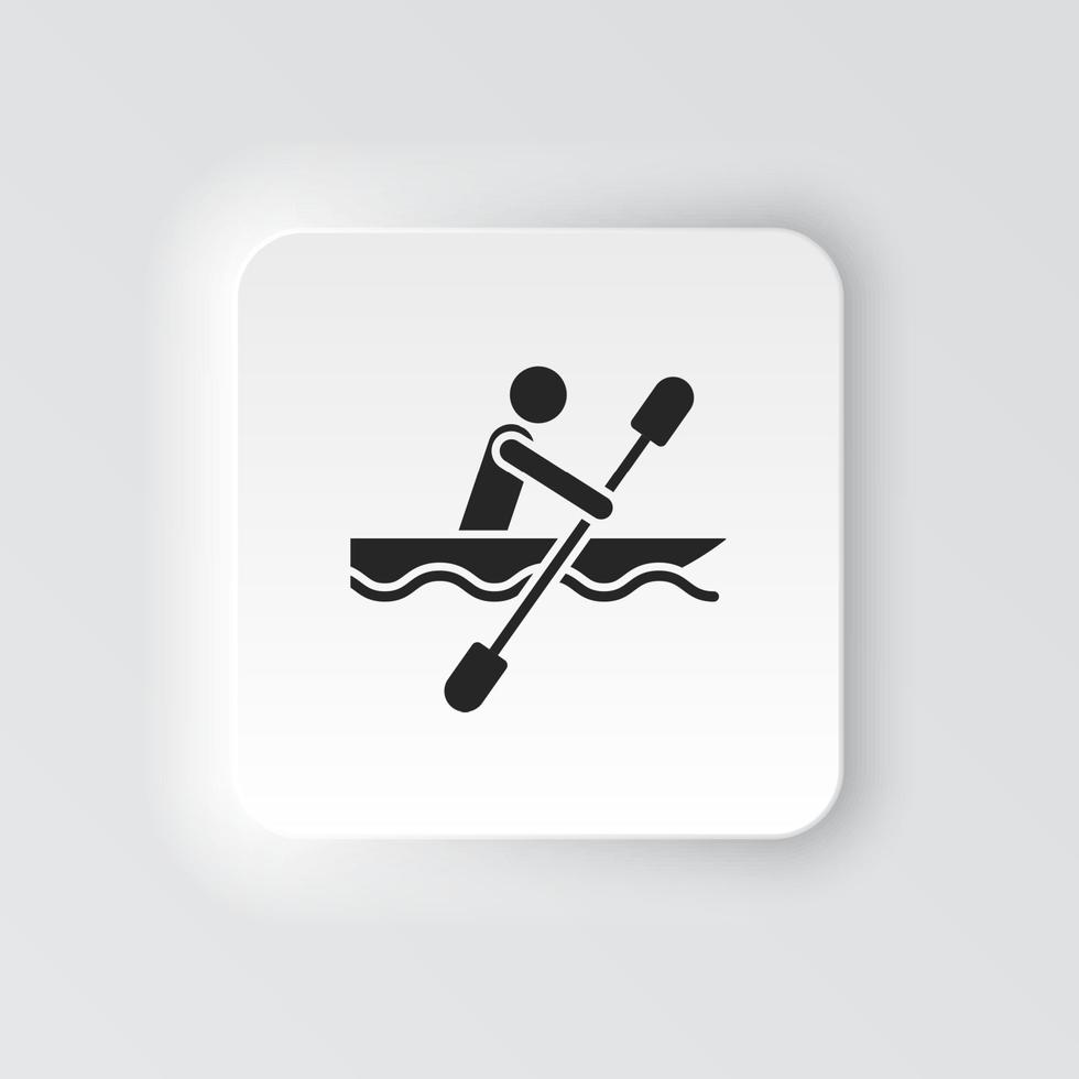 Rectangle button icon Canoe tray. Button banner Rectangle badge interface for application illustration on neomorphic style on white background vector