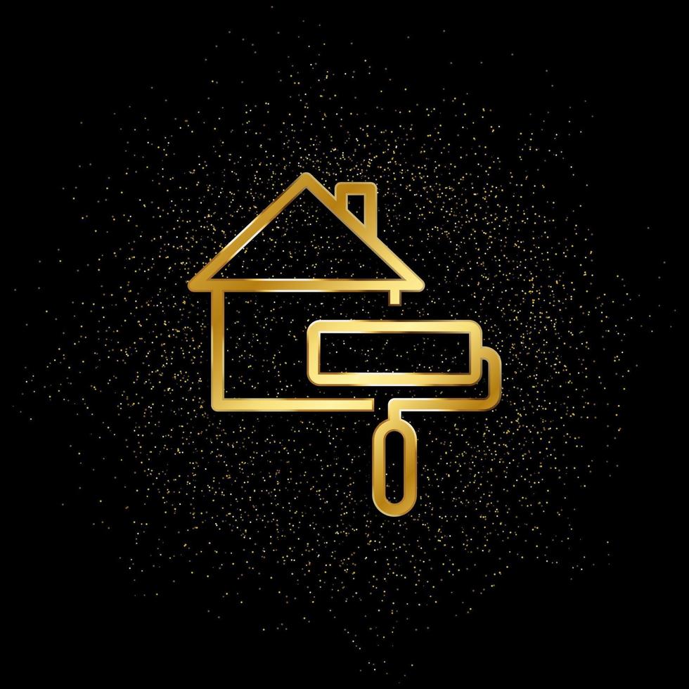 casa, pintar oro icono. vector ilustración de dorado partícula antecedentes. real inmuebles concepto vector ilustración .