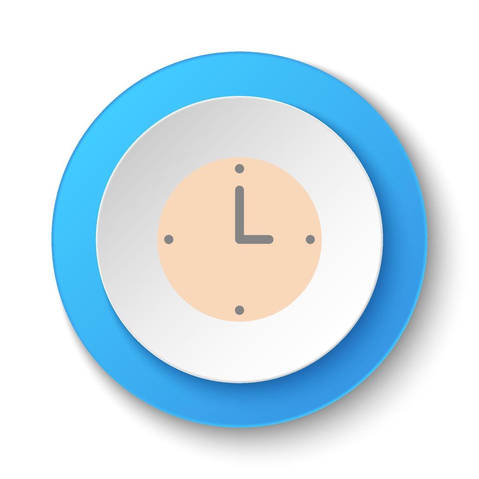 redondo botón para web icono, reloj, hora. botón bandera redondo, Insignia interfaz para solicitud ilustración en blanco antecedentes vector
