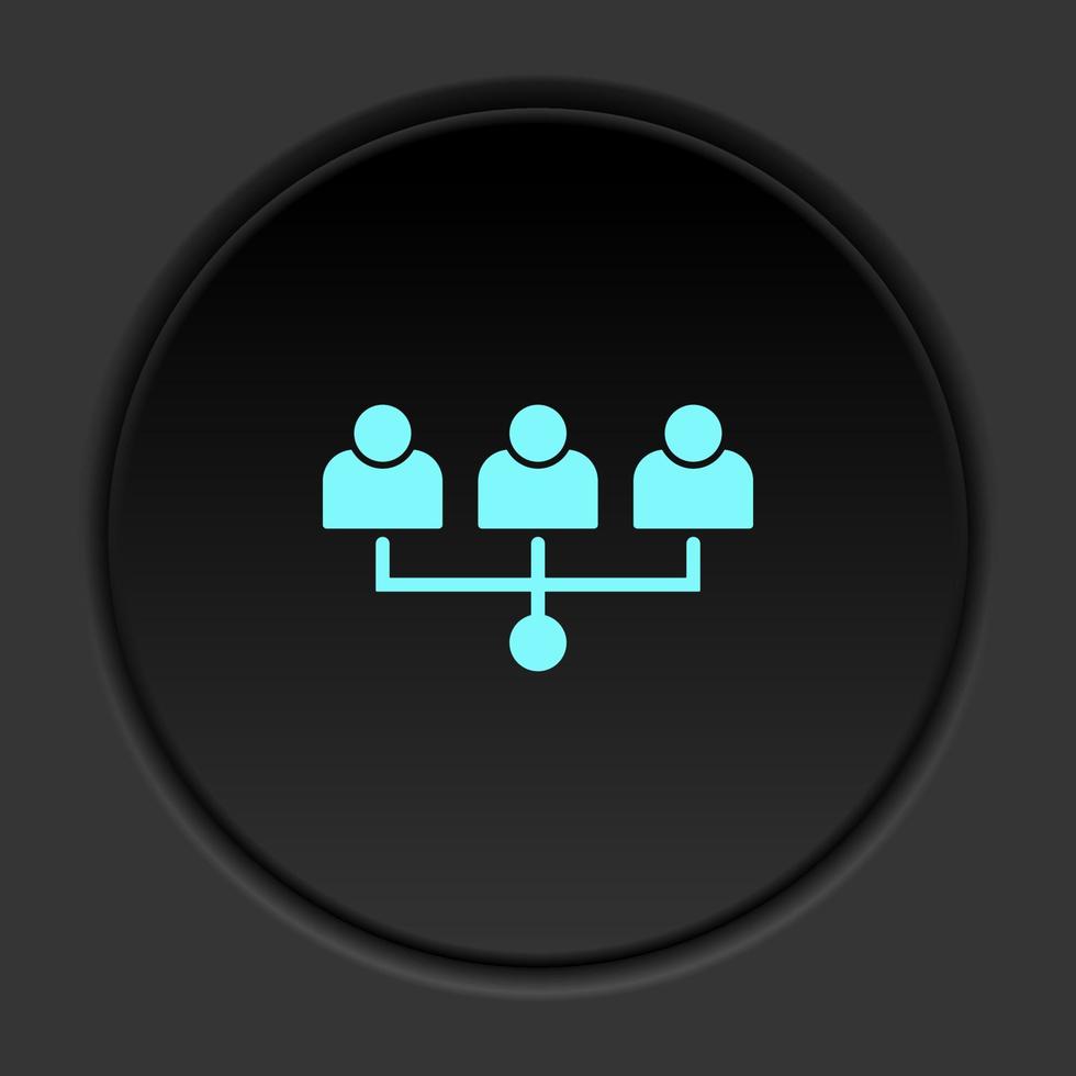 Round button icon, team, users, avatars. Button banner round, badge interface for application illustration on dark background vector