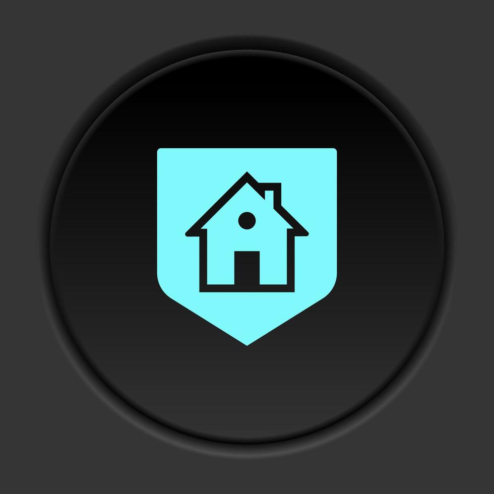 Dark button flat icons on round backgrounds. Building construction insurance dark circle vector icon on darken background