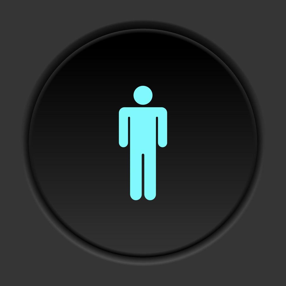 Round button icon Man. Button banner round badge interface for application illustration on dark background vector