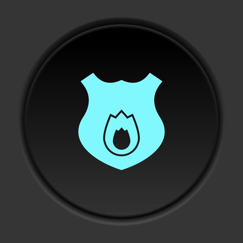 Round button icon Fireguard shield. Button banner round badge interface for application illustration on dark background vector