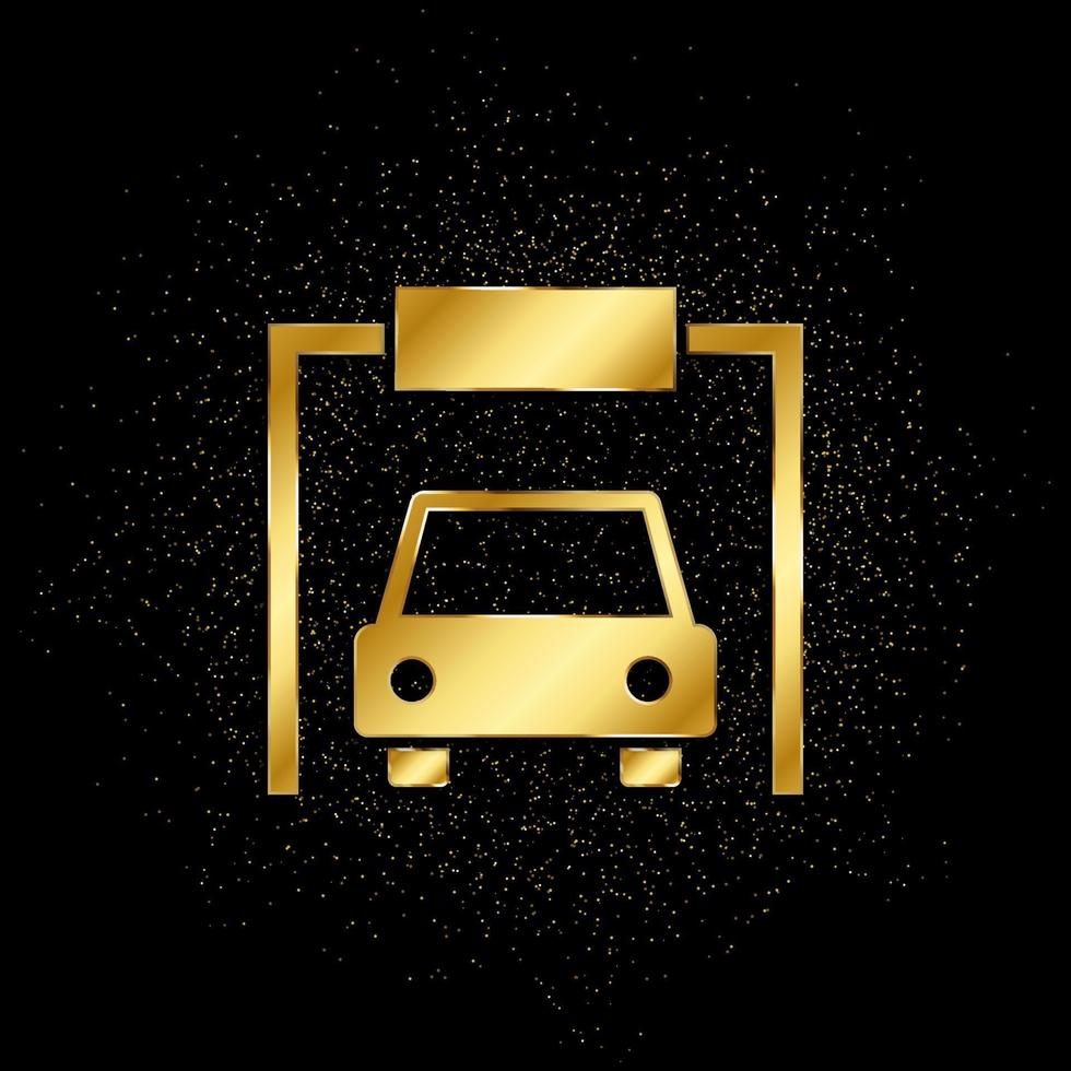 auto, garaje oro, icono. vector ilustración de dorado partícula en oro vector antecedentes