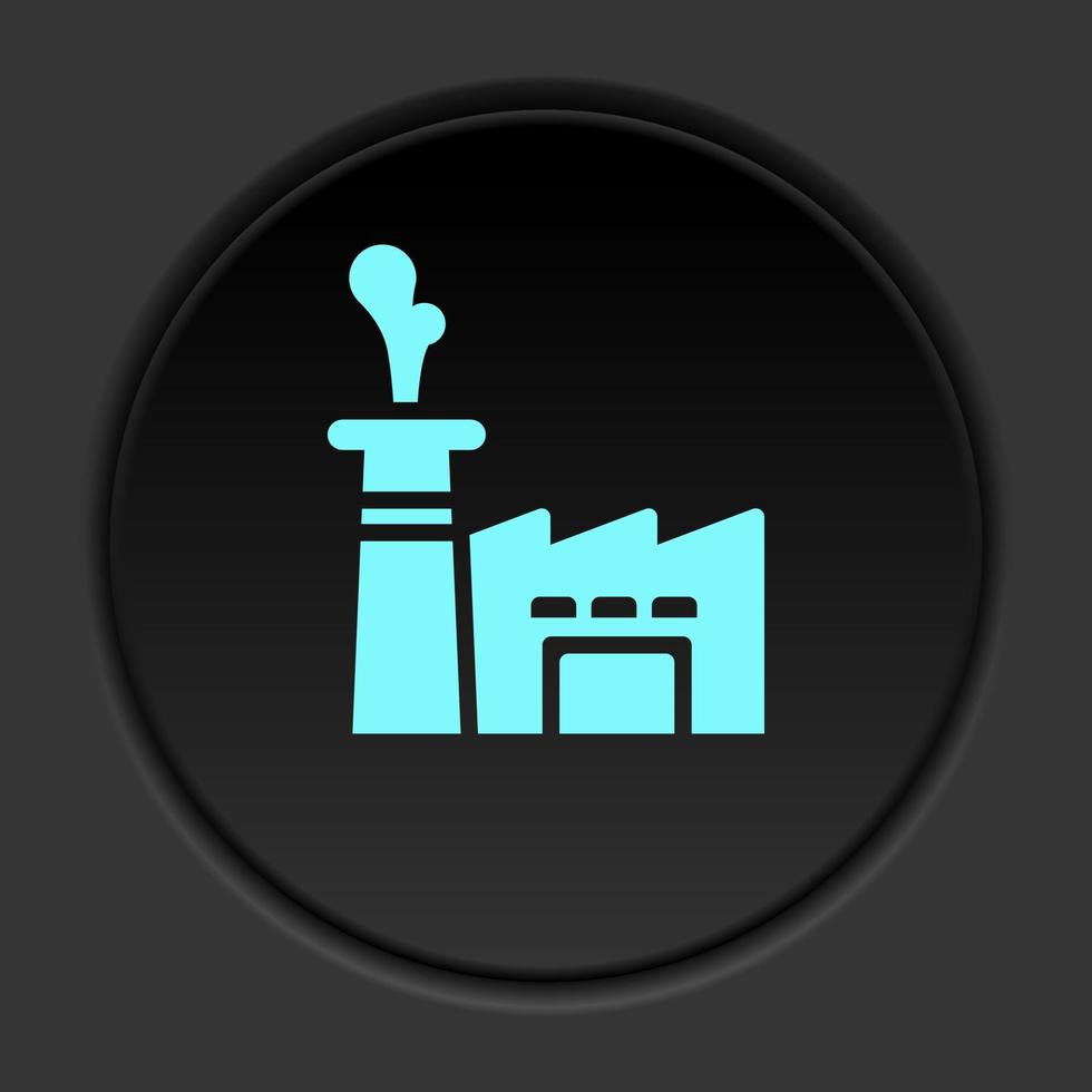 Dark button icon Mass production factory. Button banner round badge interface for application illustration on darken background vector