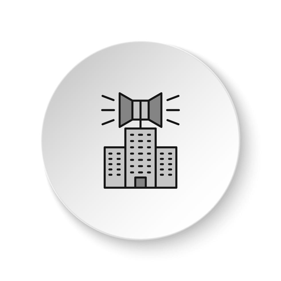 Round button for web icon, awareness, brand, marketing, media, social. Button banner round, badge interface for application illustration on white background vector