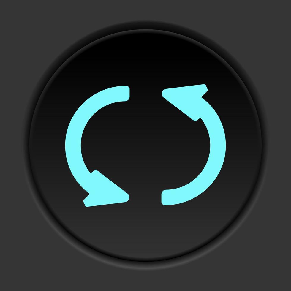 Round button icon, loading, refresh. Button banner round, badge interface for application illustration on dark background vector