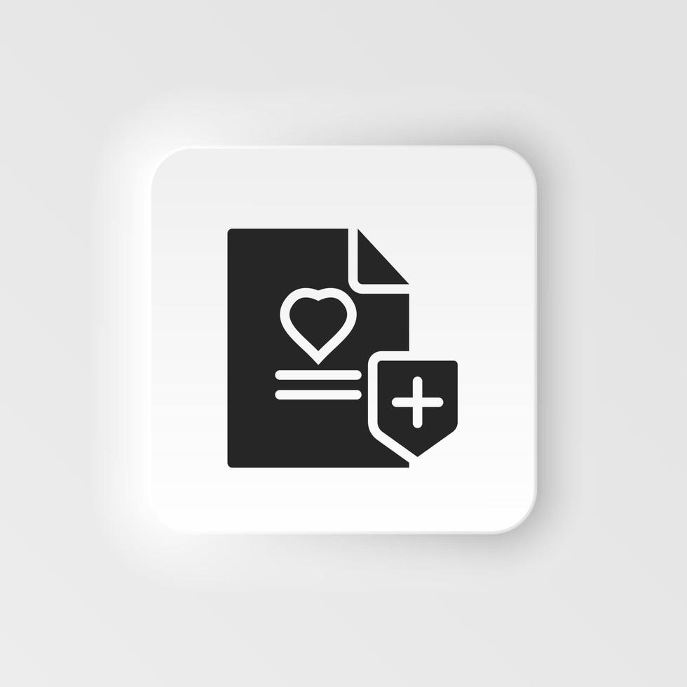 Health, insurance, medical, policy icon - Vector. Insurance neumorphic style vector icon. on white background