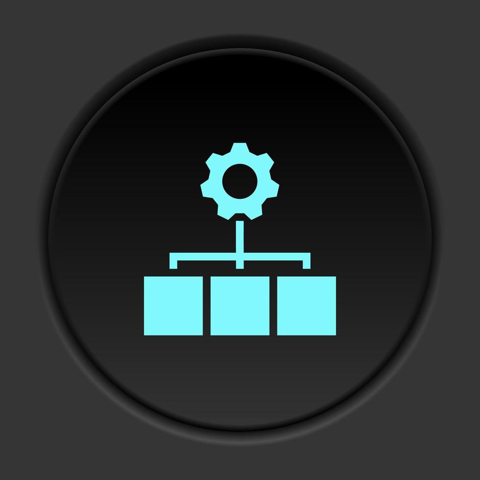 Dark button icon Mass production process. Button banner round badge interface for application illustration on darken background vector