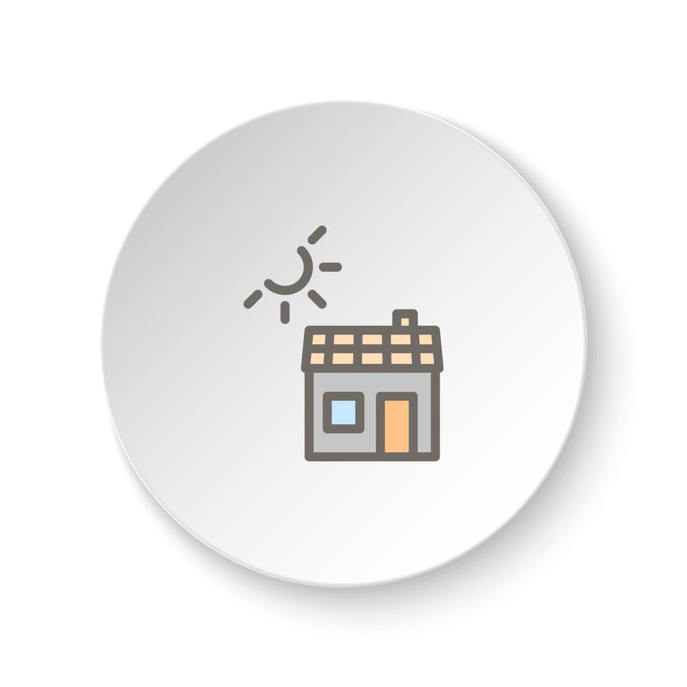 redondo botón para web icono, ecología, casa, panel, solar. botón bandera redondo, Insignia interfaz para solicitud ilustración en blanco antecedentes vector