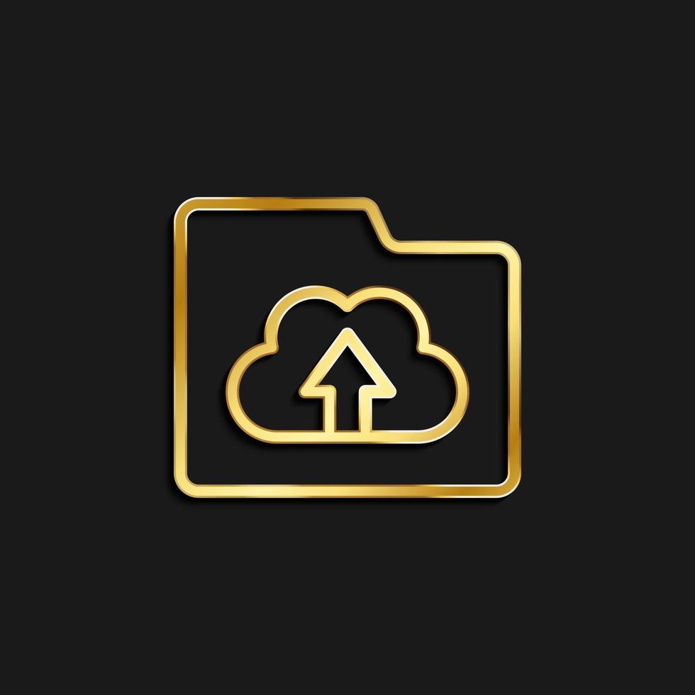 cloud, folder, storage gold icon. Vector illustration of golden icon on dark background