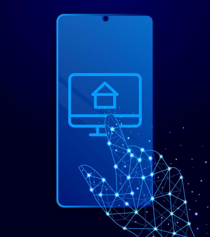 computer, home vector icon. Polygon style touch phone vector illustration