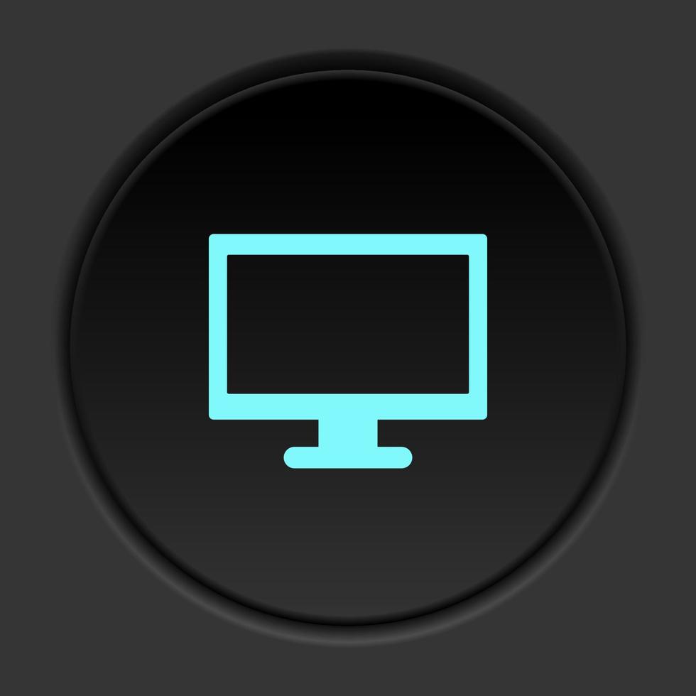 redondo botón icono, computadora. botón bandera redondo, Insignia interfaz para solicitud ilustración en oscuro antecedentes vector