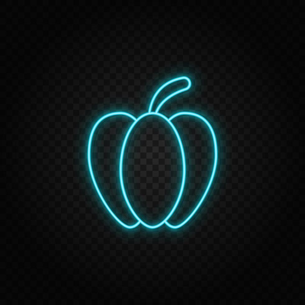 bell pepper neon icon. Blue and yellow neon vector icon. Transparent background