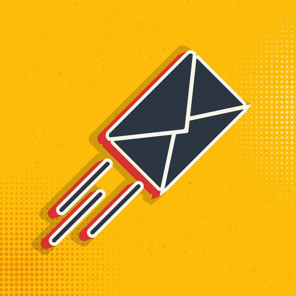email pop art, retro icon. Vector illustration of pop art style on retro background