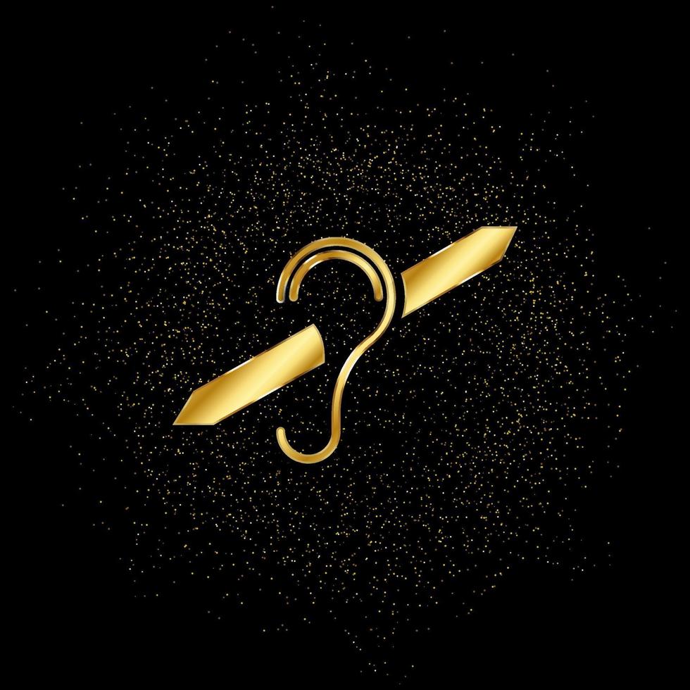 audición firmar oro, icono. vector ilustración de dorado partícula en oro vector antecedentes