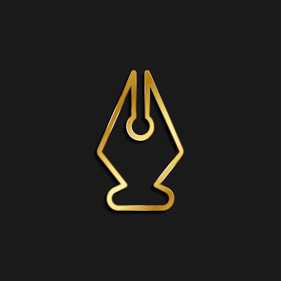 ink, pen, tool gold icon. Vector illustration of golden dark background .