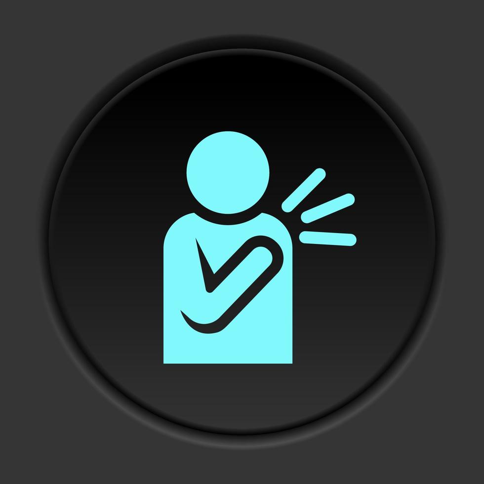 Dark button icon Pain in shoulder. Button banner round badge interface for application illustration on darken background vector