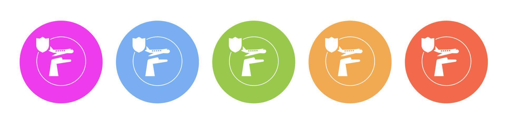 Multi colored flat icons on round backgrounds. travel, insurance, fly, plane multicolor circle vector icon on white background