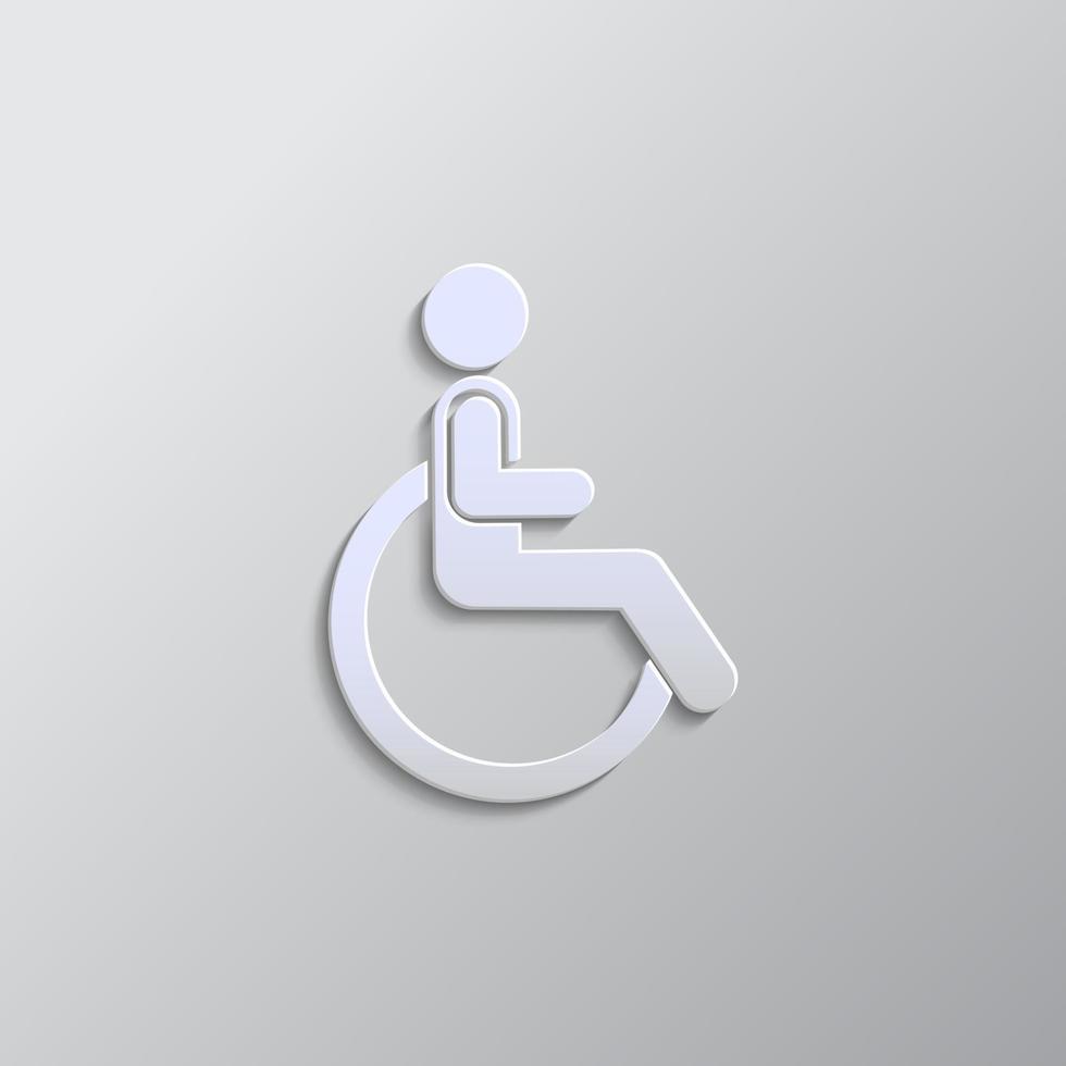 Disability paper style, icon. Grey color vector background- Paper style vector icon.