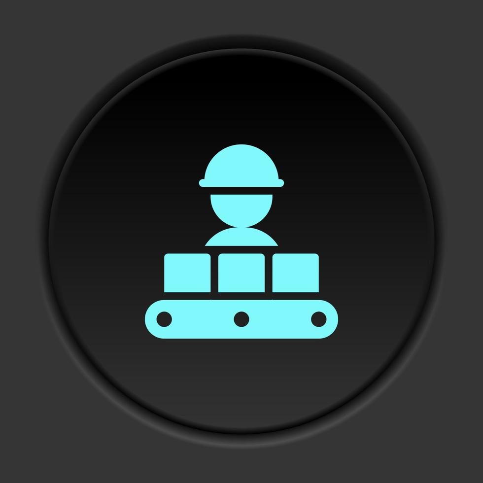 Dark button icon Mass production conveyor. Button banner round badge interface for application illustration on darken background vector