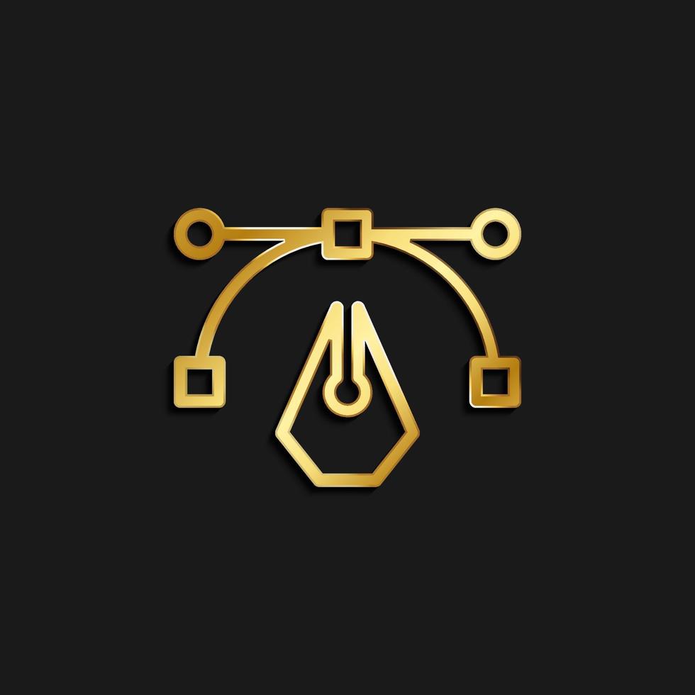 anchor, illustration, pen gold icon. Vector illustration of golden dark background .
