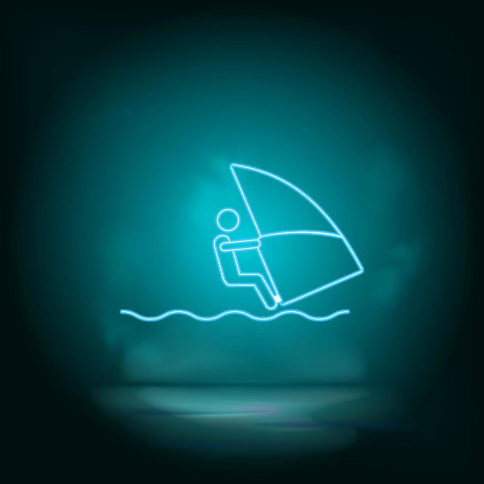 Windsurf sea blue neon vector icon. Simple element illustration from map and navigation concept. Windsurf sea blue neon vector icon. Real estate concept vector illustration. on white background